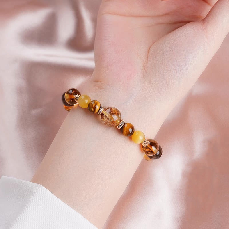 Wear FengShui Citrine Topaz Tiger Eye Happiness Bracelet