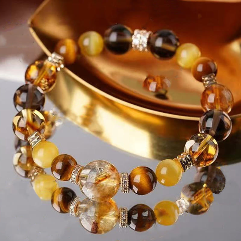 Wear FengShui Citrine Topaz Tiger Eye Happiness Bracelet
