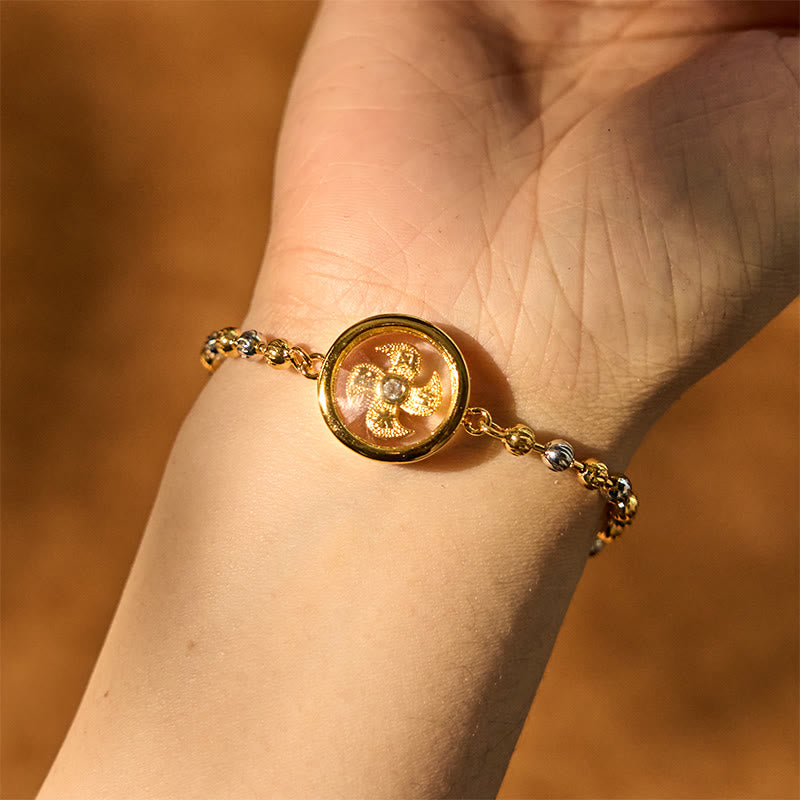 Wear FengShui Feng Sheng Shui Qi Copper Brass Rotatable Windmill Bead Protection Braided Bracelet