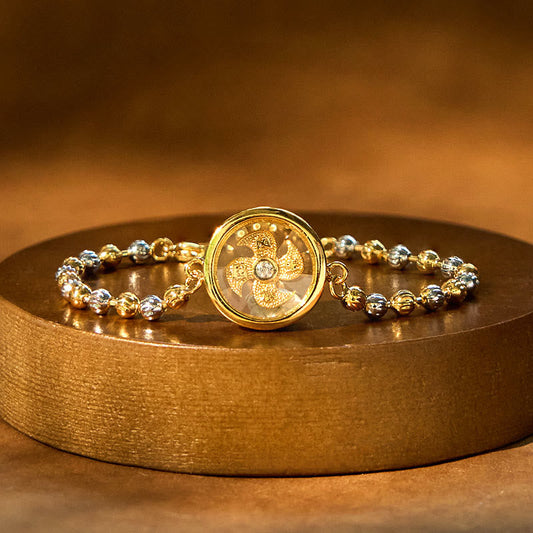 Wear FengShui Feng Sheng Shui Qi Copper Brass Rotatable Windmill Bead Protection Braided Bracelet