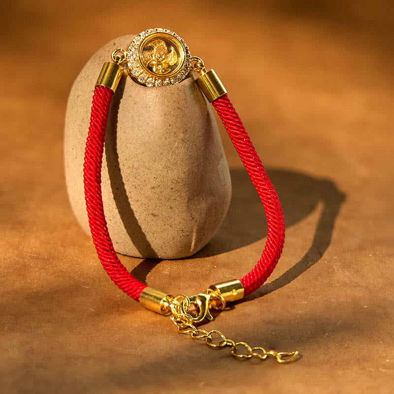 Wear FengShui Red String Copper Brass Rotatable Windmill Feng Sheng Shui Qi Protection Braided Bracelet