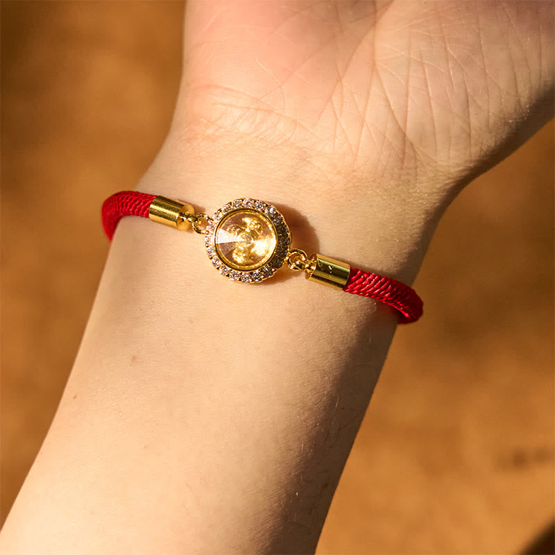 Wear FengShui Red String Copper Brass Rotatable Windmill Feng Sheng Shui Qi Protection Braided Bracelet