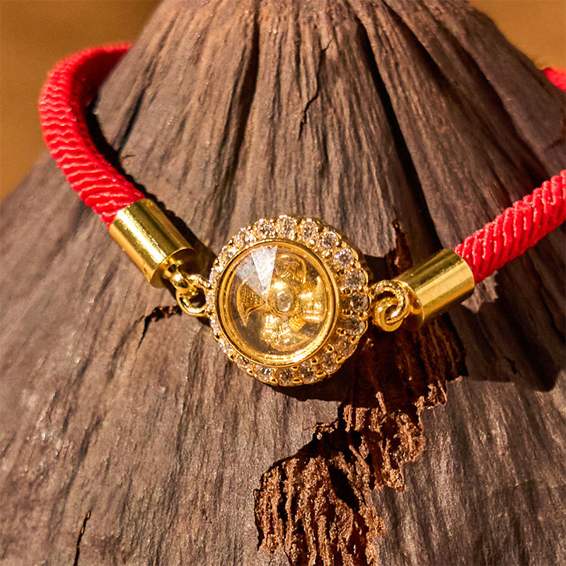 Wear FengShui Red String Copper Brass Rotatable Windmill Feng Sheng Shui Qi Protection Braided Bracelet