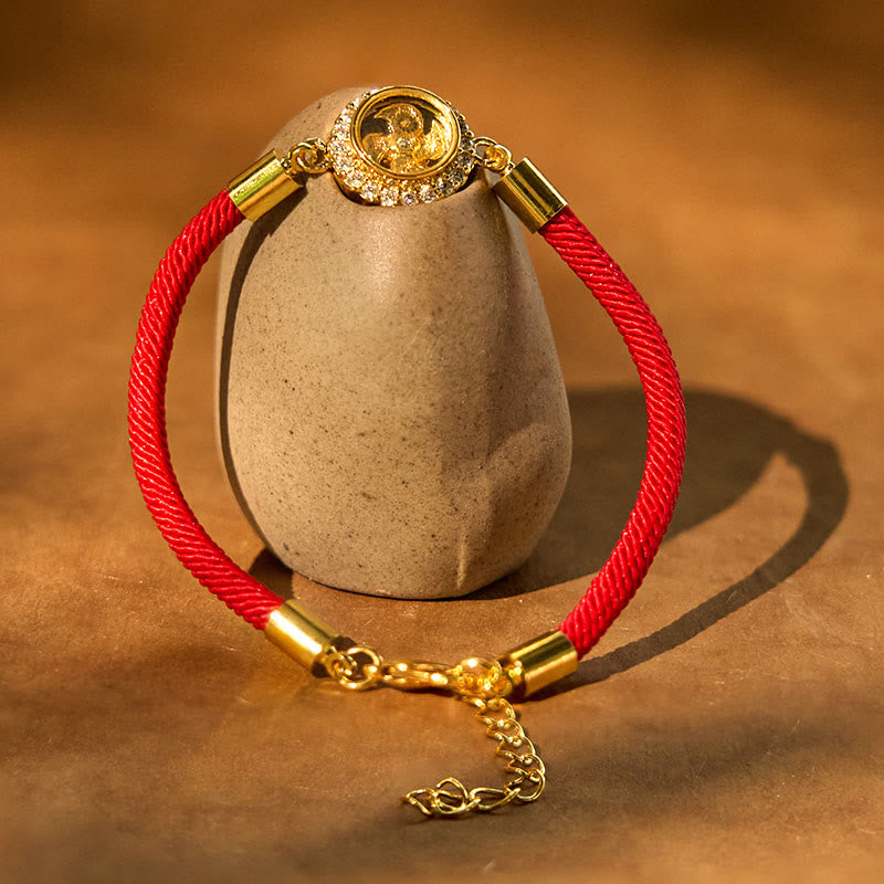 Wear FengShui Red String Copper Brass Rotatable Windmill Feng Sheng Shui Qi Protection Braided Bracelet