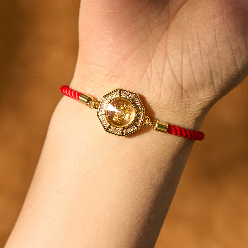 Wear FengShui Copper Brass Rotatable Windmill Feng Sheng Shui Qi Red String Faith Braided Bracelet