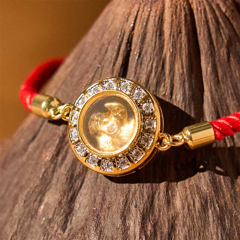 Wear FengShui Copper Brass Feng Sheng Shui Qi Rotatable Windmill  Red String Faith Braided Bracelet