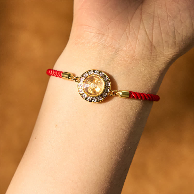 Wear FengShui Copper Brass Feng Sheng Shui Qi Rotatable Windmill  Red String Faith Braided Bracelet