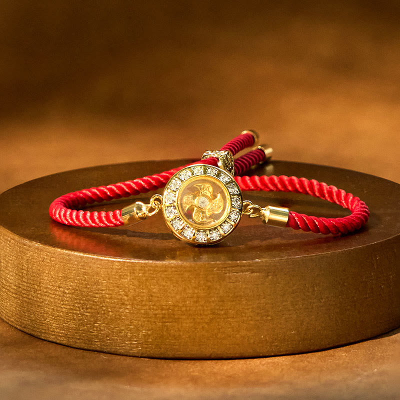 Wear FengShui Copper Brass Feng Sheng Shui Qi Rotatable Windmill  Red String Faith Braided Bracelet