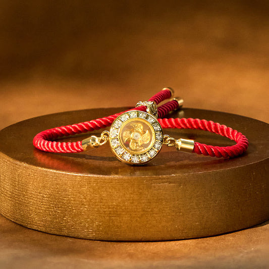 Wear FengShui Copper Brass Feng Sheng Shui Qi Rotatable Windmill  Red String Faith Braided Bracelet