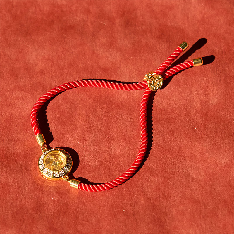 Wear FengShui Copper Brass Feng Sheng Shui Qi Rotatable Windmill  Red String Faith Braided Bracelet