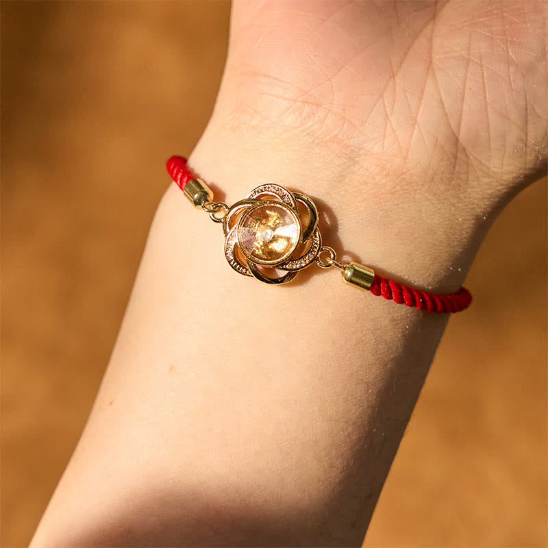Wear FengShui Rotatable Plum Red String Copper Brass Windmill Feng Sheng Shui Qi Protection Braided Bracelet