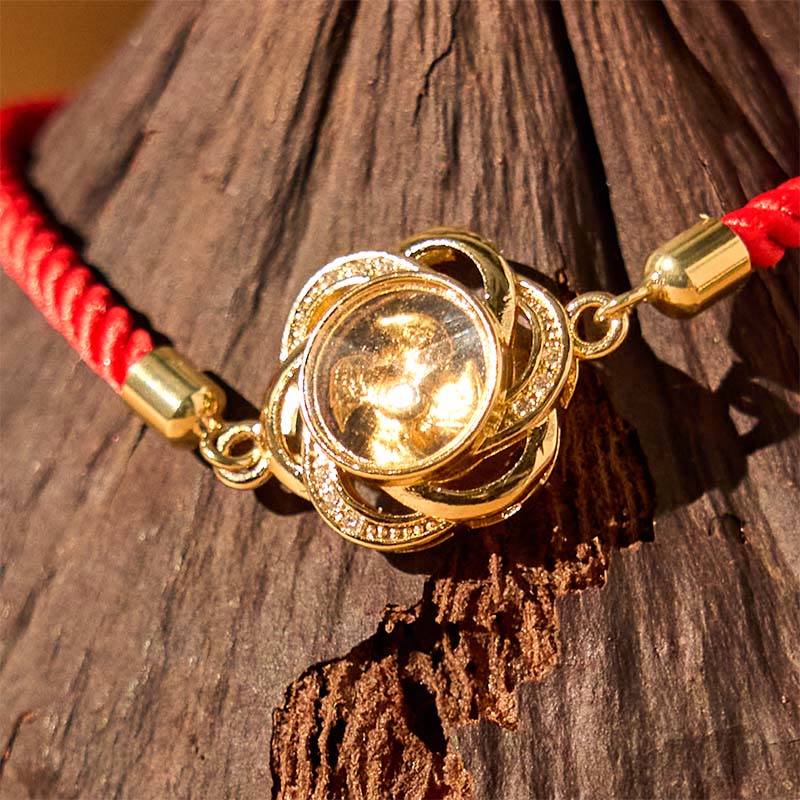 Wear FengShui Rotatable Plum Red String Copper Brass Windmill Feng Sheng Shui Qi Protection Braided Bracelet