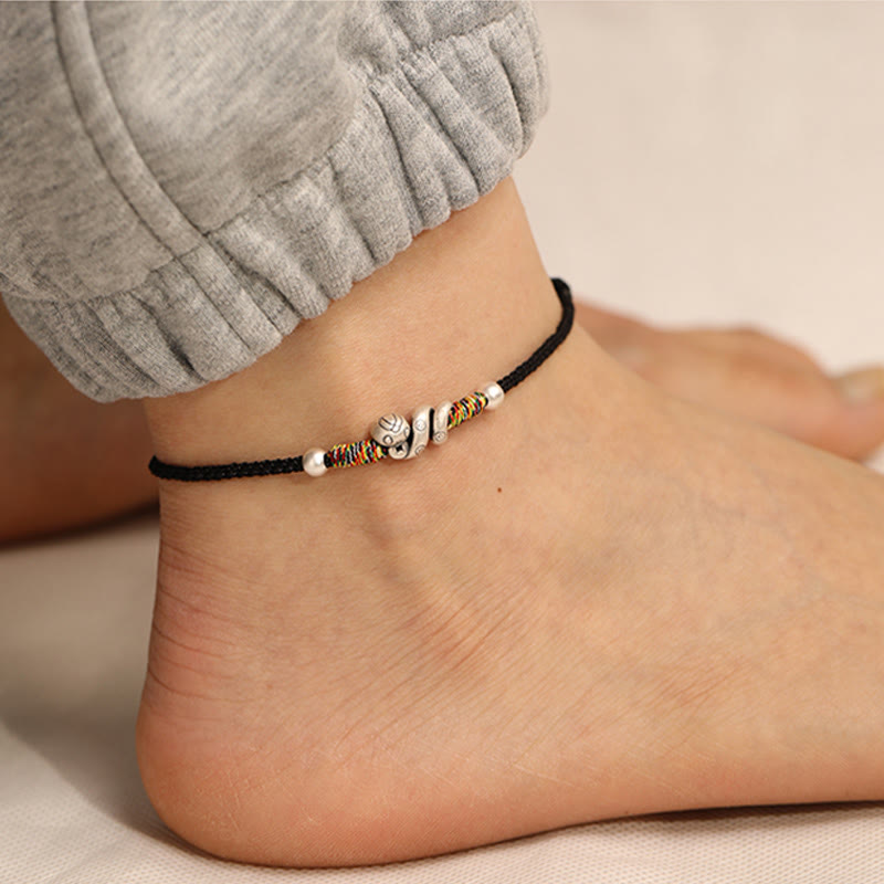Wear FengShui Red String 999 Sterling Silver Year Of The Snake Anklet