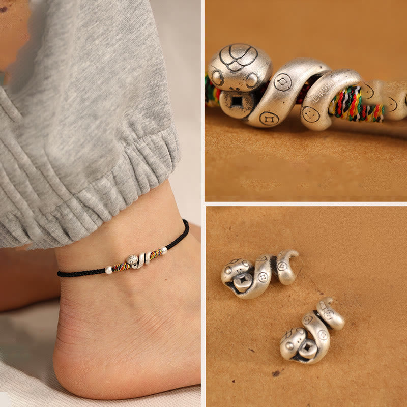 Wear FengShui Red String 999 Sterling Silver Year Of The Snake Anklet