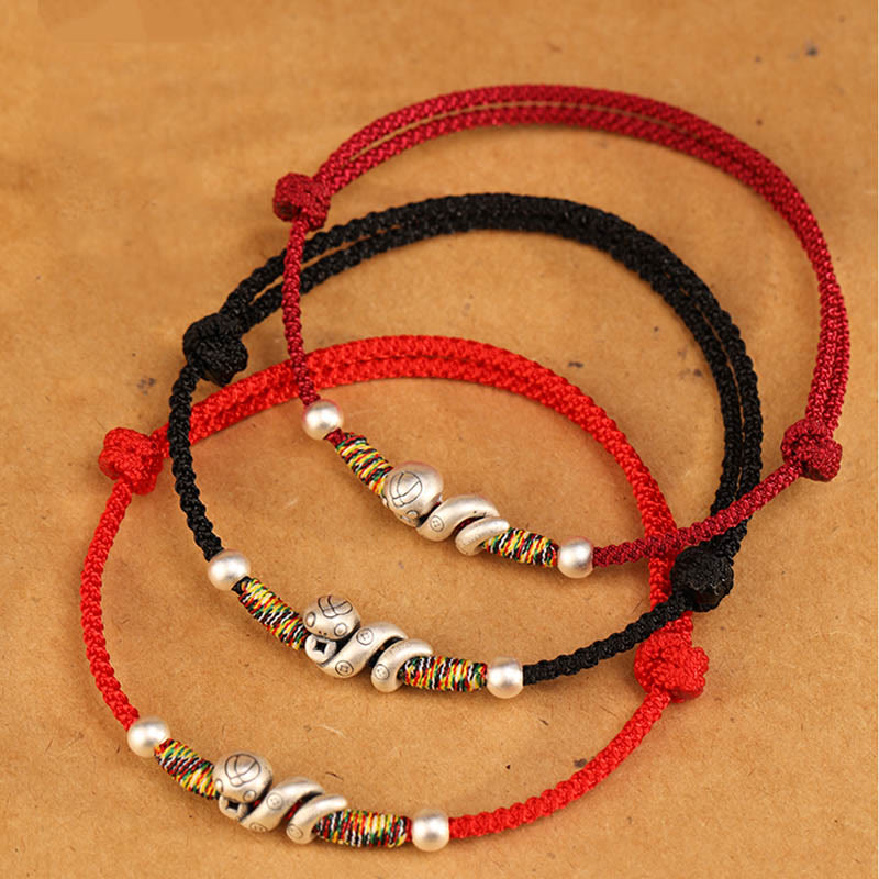 Wear FengShui Red String 999 Sterling Silver Year Of The Snake Anklet
