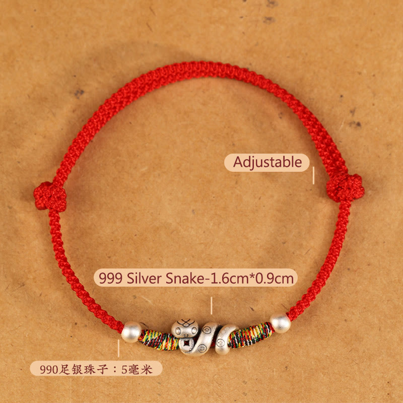 Wear FengShui Red String 999 Sterling Silver Year Of The Snake Anklet