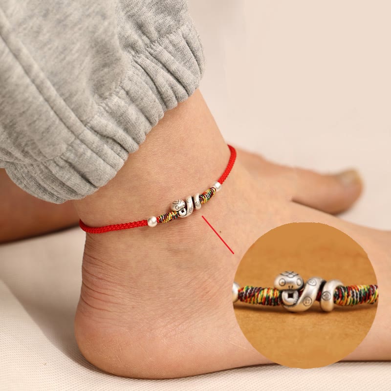 Wear FengShui Red String 999 Sterling Silver Year Of The Snake Anklet