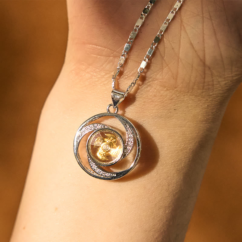 Wear FengShui Gold plated Copper Brass Rotatable Windmill Luck Necklace Pendant