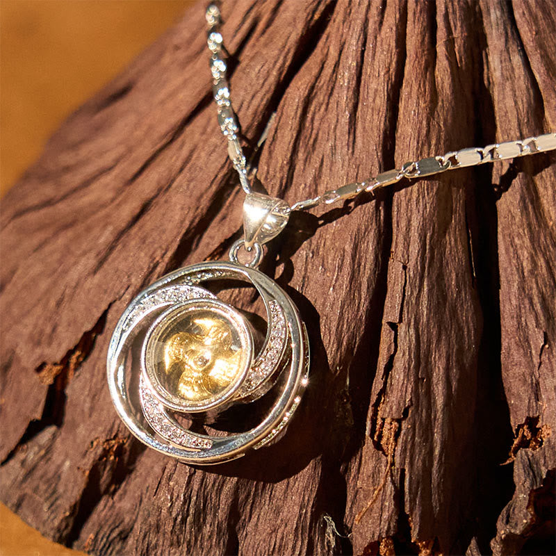 Wear FengShui Gold plated Copper Brass Rotatable Windmill Luck Necklace Pendant