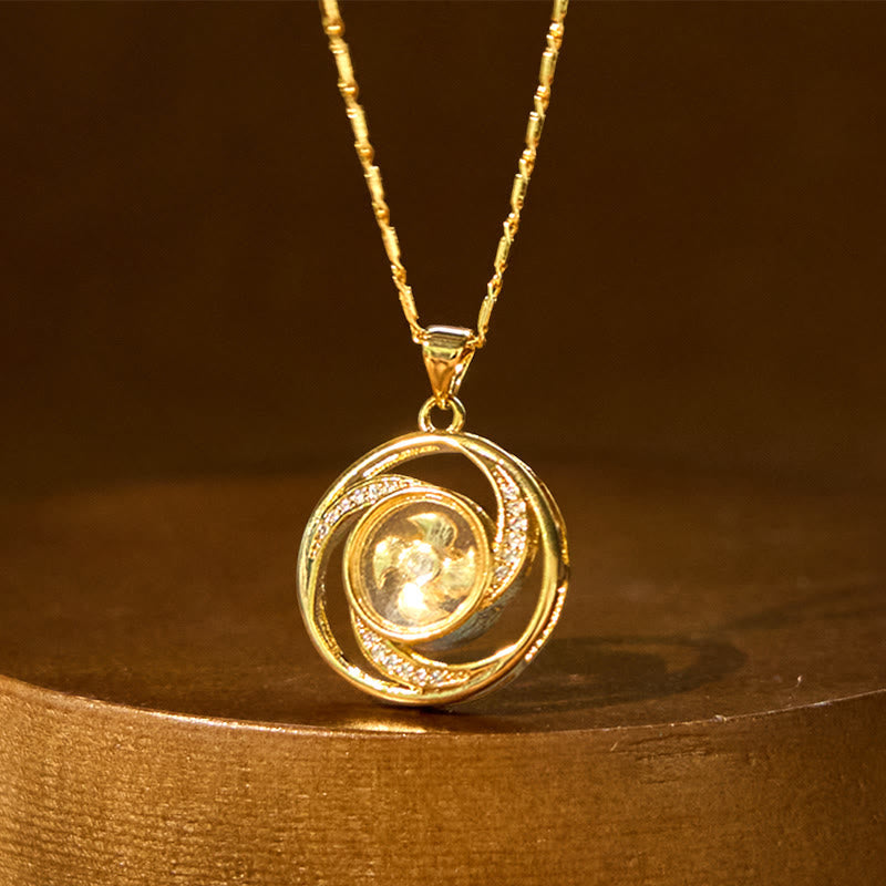 Wear FengShui Gold plated Copper Brass Rotatable Windmill Luck Necklace Pendant