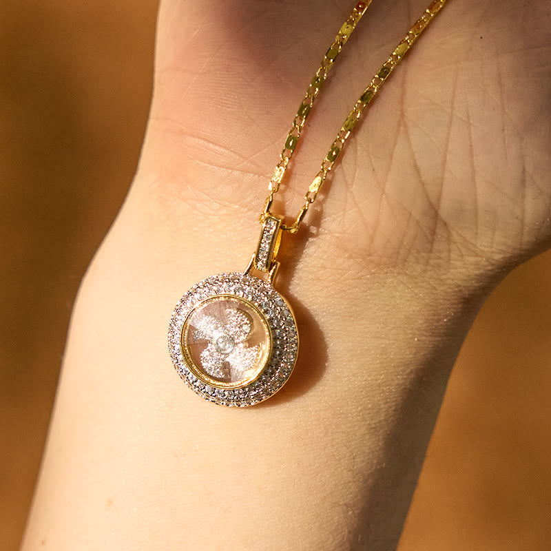 Wear FengShui Gold plated Copper Brass Rotatable Windmill Fu Balance Necklace Pendant