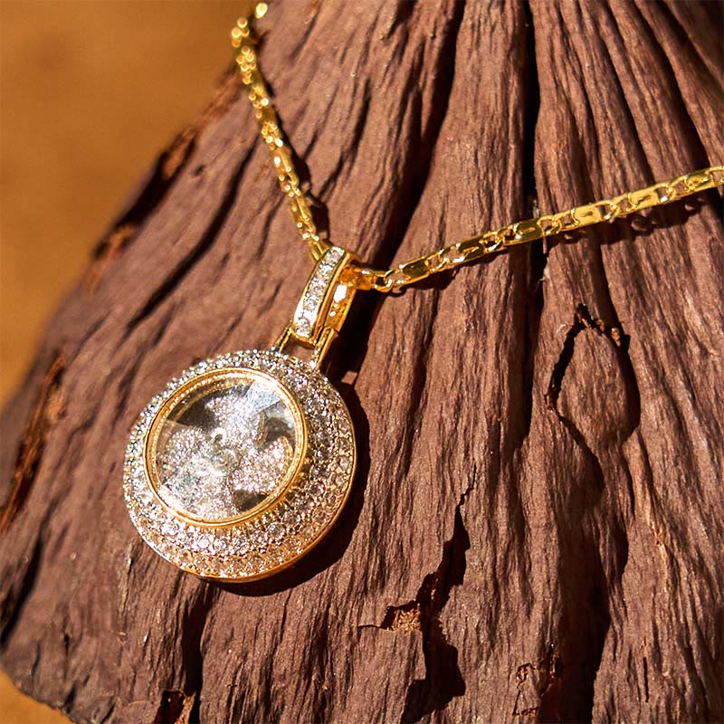 Wear FengShui Gold plated Copper Brass Rotatable Windmill Fu Balance Necklace Pendant