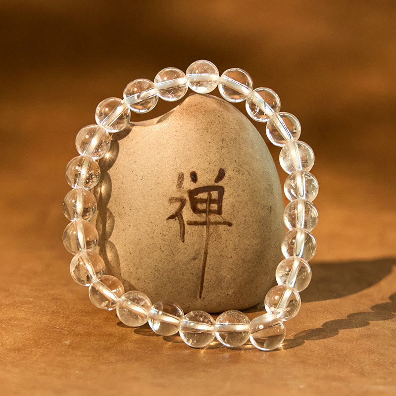 Wear FengShui Natural White Crystal Clarity Meditation Bracelet