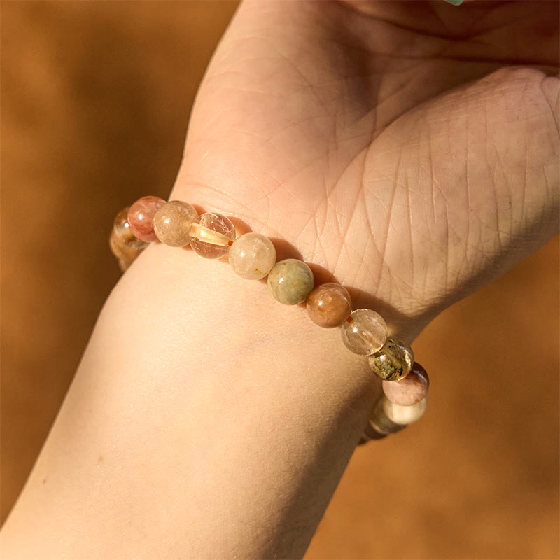Wear FengShui Natural Multicolored Rutilated Quartz Spiritual Growth Bracelet