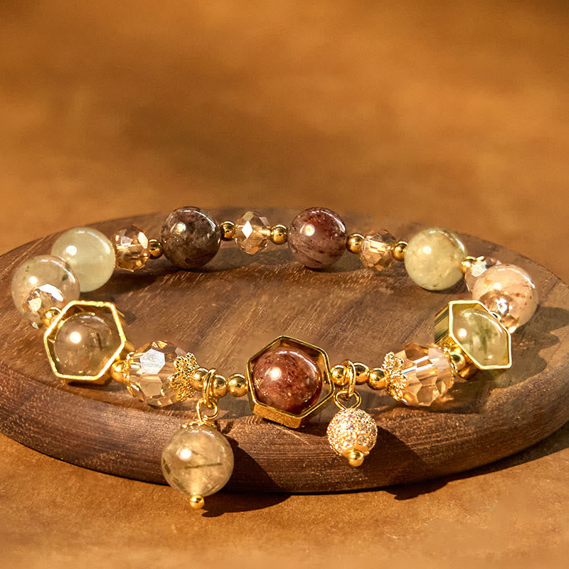 Wear FengShui Natural Colored Rutilated Quartz Amethyst Protection Bracelet