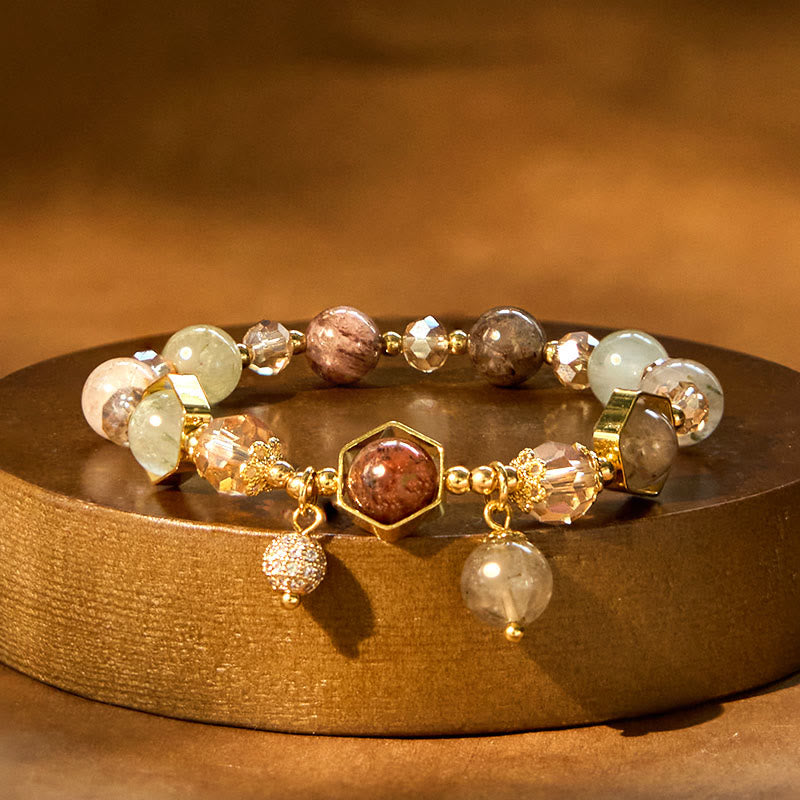 Wear FengShui Natural Colored Rutilated Quartz Amethyst Protection Bracelet
