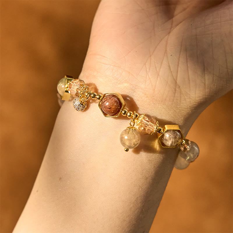 Wear FengShui Natural Colored Rutilated Quartz Amethyst Protection Bracelet