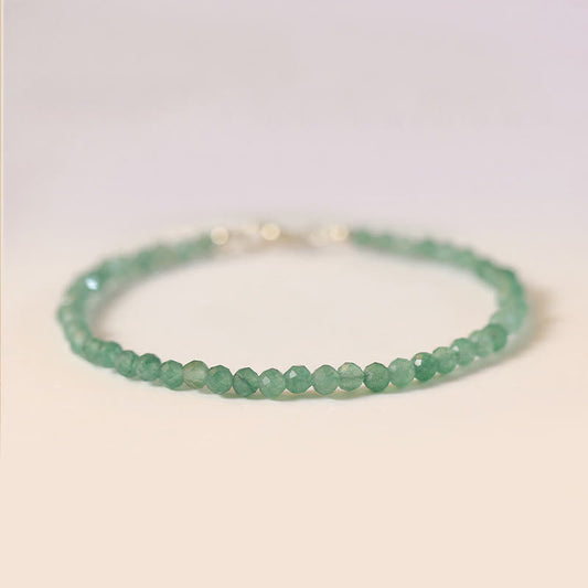 Wear FengShui 3mm Small Green Aventurine Ultra-Thin Beads Luck Bracelet