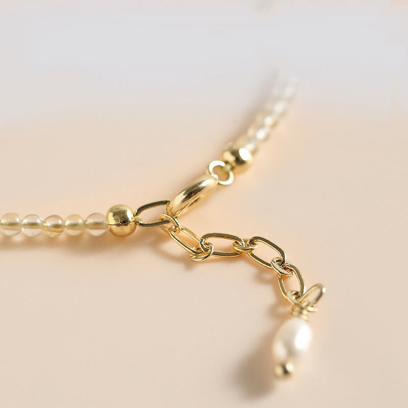 Wear FengShui 2.5mm Ultra-thin Citrine Tourmaline 14K Gold Filled Copper Beads Prosperity Bracelet