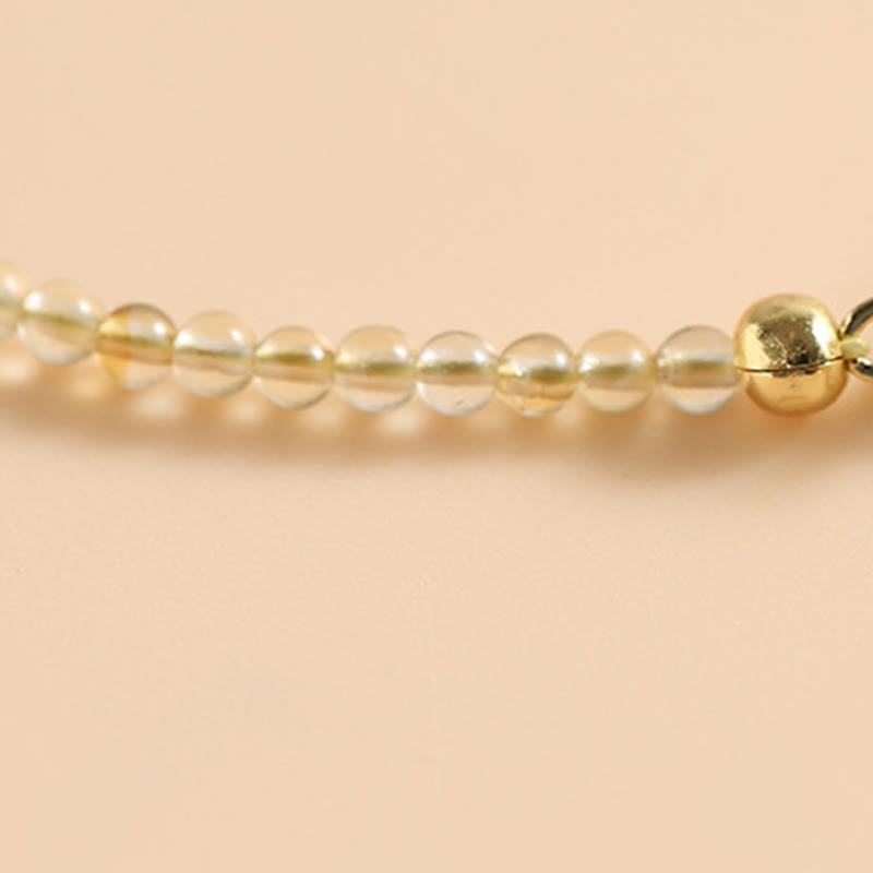 Wear FengShui 2.5mm Ultra-thin Citrine Tourmaline 14K Gold Filled Copper Beads Prosperity Bracelet