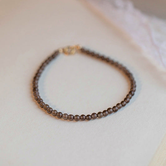 Wear FengShui Smoky Quartz Black Obsidian Ultra-thin Beads Success Bracelet