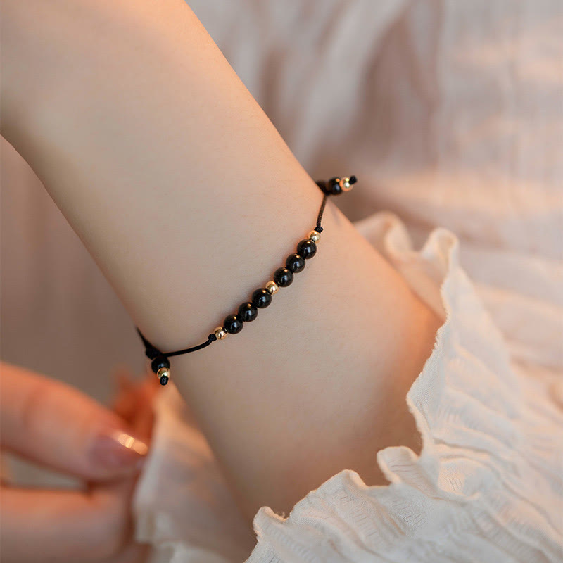 Wear FengShui Smoky Quartz Black Obsidian Ultra-thin Beads Success Bracelet