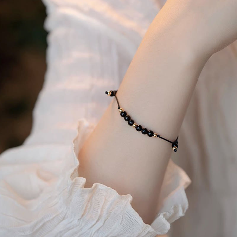Wear FengShui Smoky Quartz Black Obsidian Ultra-thin Beads Success Bracelet