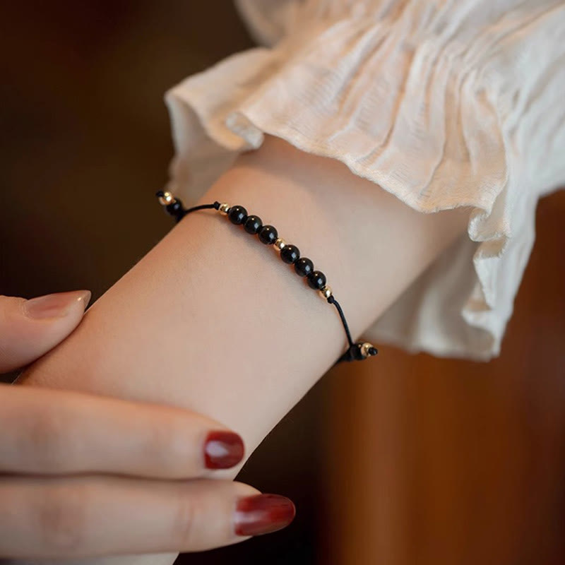 Wear FengShui Smoky Quartz Black Obsidian Ultra-thin Beads Success Bracelet
