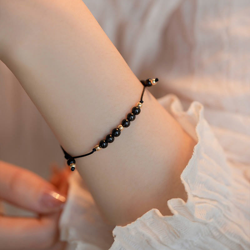 Wear FengShui Smoky Quartz Black Obsidian Ultra-thin Beads Success Bracelet