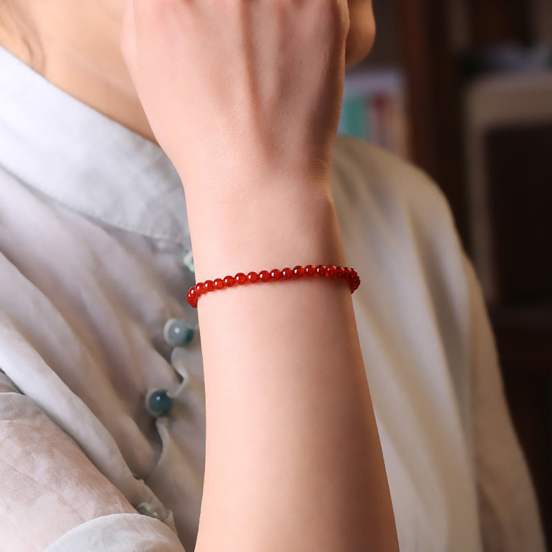 Wear FengShui Small Red Agate Ultra-thin Beads Calm Bracelet