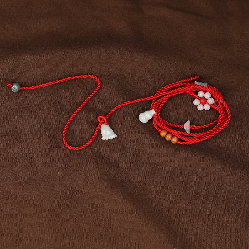Wear FengShui Chinese Zodiac Peach Wood Blessing Red String Belly Chain