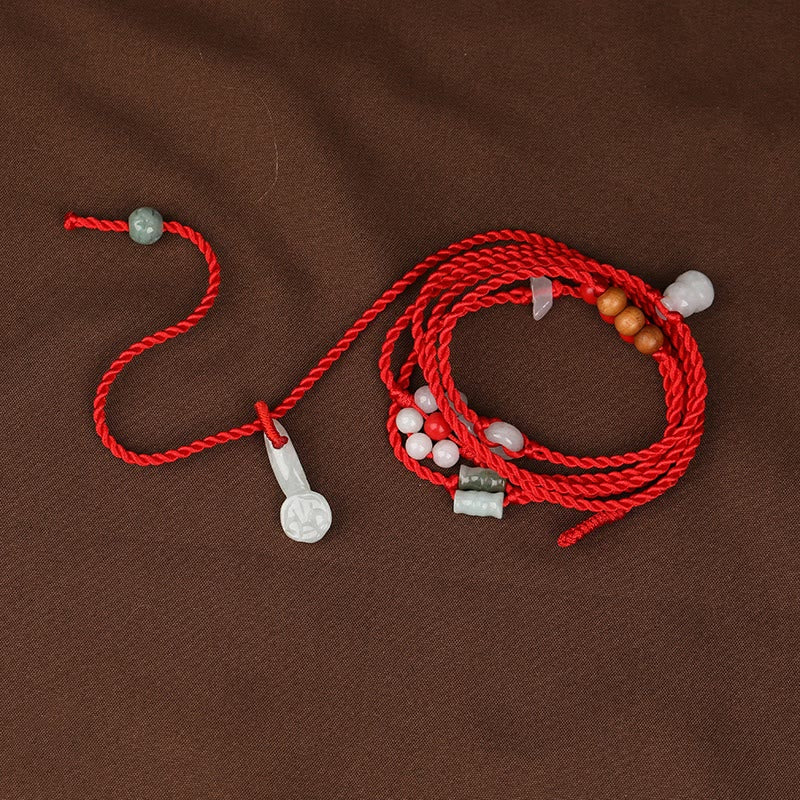 Wear FengShui Chinese Zodiac Peach Wood Blessing Red String Belly Chain