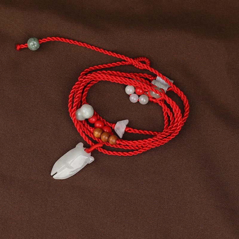 Wear FengShui Chinese Zodiac Peach Wood Blessing Red String Belly Chain