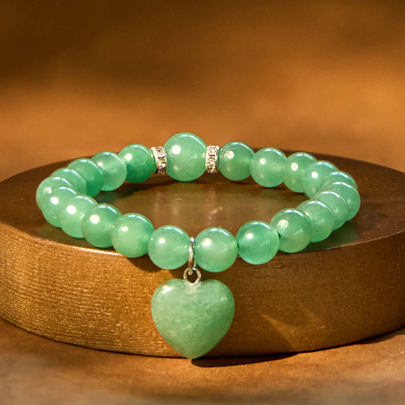 Wear FengShui Various Crystal Green Aventurine Love Heart Balance Bracelet