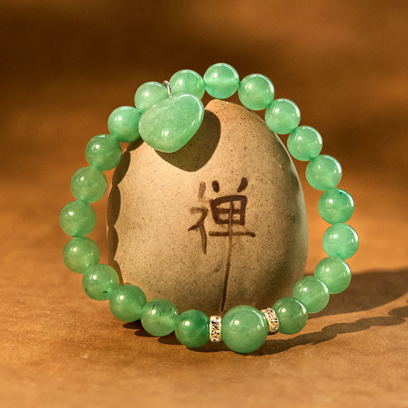 Wear FengShui Various Crystal Green Aventurine Love Heart Balance Bracelet