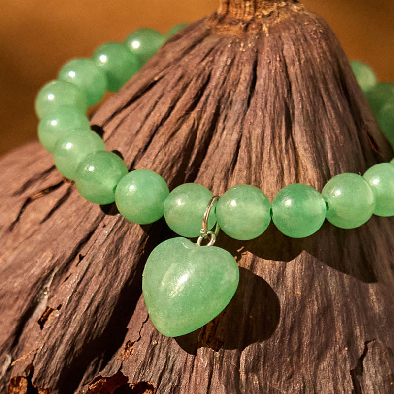 Wear FengShui Various Crystal Green Aventurine Love Heart Balance Bracelet