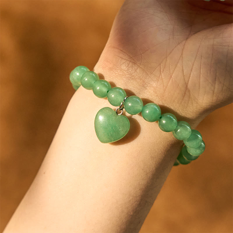 Wear FengShui Various Crystal Green Aventurine Love Heart Balance Bracelet