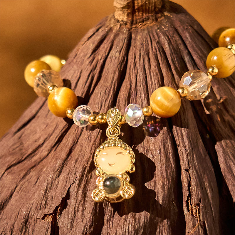 Wear FengShui Yellow Tiger Eye Meditation Buddha Protection Bracelet
