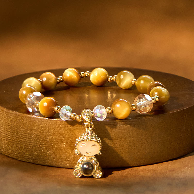 Wear FengShui Yellow Tiger Eye Meditation Buddha Protection Bracelet