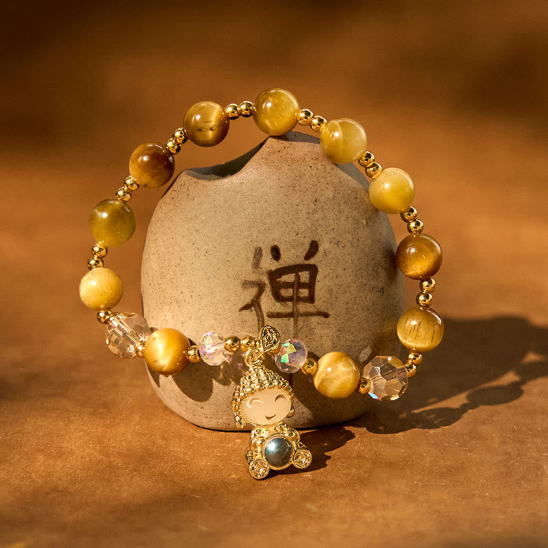 Wear FengShui Yellow Tiger Eye Meditation Buddha Protection Bracelet